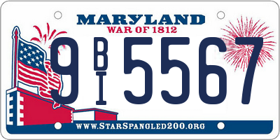 MD license plate 9BI5567