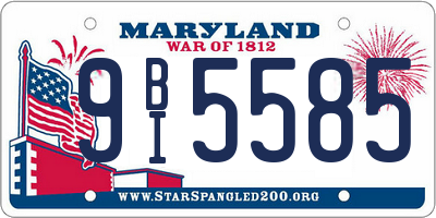 MD license plate 9BI5585