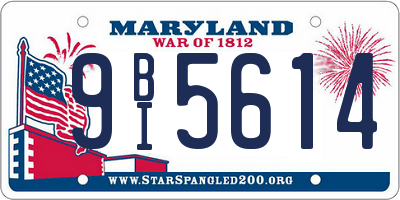 MD license plate 9BI5614