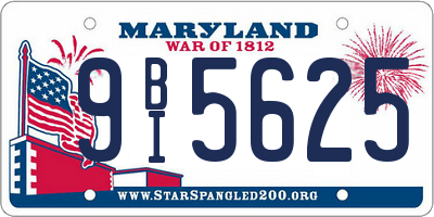 MD license plate 9BI5625