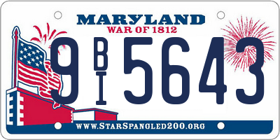 MD license plate 9BI5643