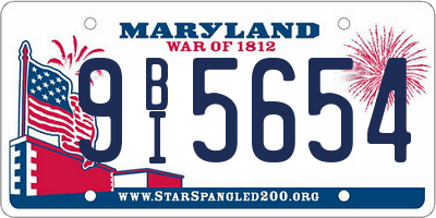 MD license plate 9BI5654