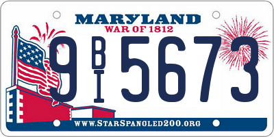 MD license plate 9BI5673