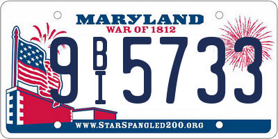 MD license plate 9BI5733