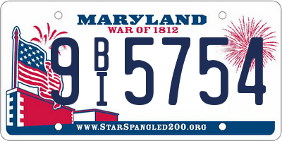 MD license plate 9BI5754