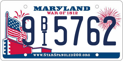 MD license plate 9BI5762