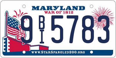 MD license plate 9BI5783