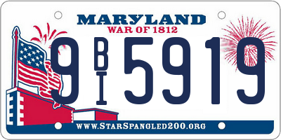 MD license plate 9BI5919