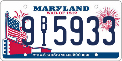 MD license plate 9BI5933