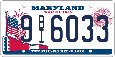 MD license plate 9BI6033