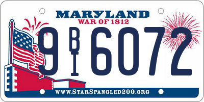 MD license plate 9BI6072