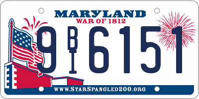 MD license plate 9BI6151