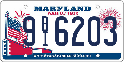 MD license plate 9BI6203