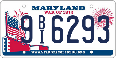 MD license plate 9BI6293