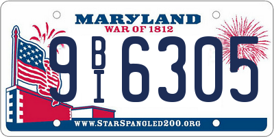 MD license plate 9BI6305