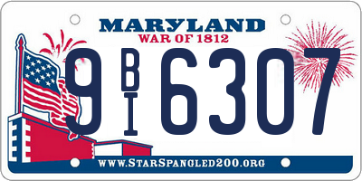 MD license plate 9BI6307