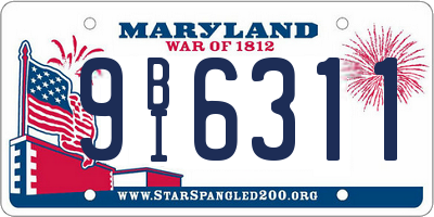 MD license plate 9BI6311