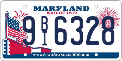 MD license plate 9BI6328