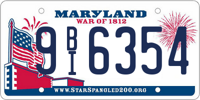 MD license plate 9BI6354