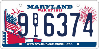 MD license plate 9BI6374