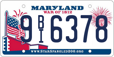 MD license plate 9BI6378