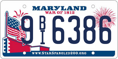 MD license plate 9BI6386