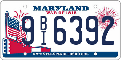 MD license plate 9BI6392
