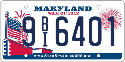 MD license plate 9BI6401