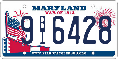 MD license plate 9BI6428