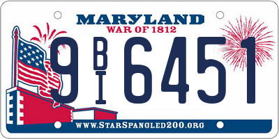 MD license plate 9BI6451