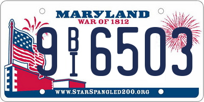 MD license plate 9BI6503