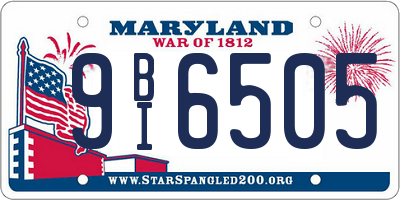 MD license plate 9BI6505