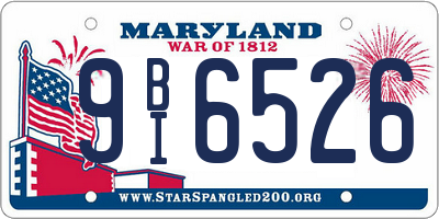 MD license plate 9BI6526