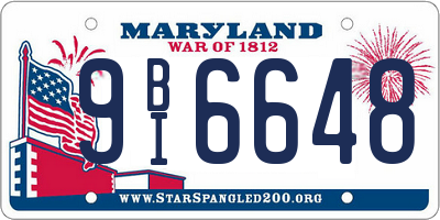 MD license plate 9BI6648