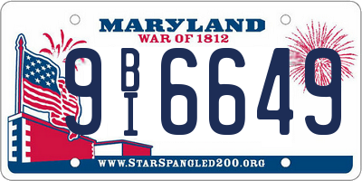 MD license plate 9BI6649