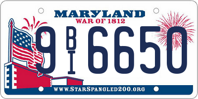 MD license plate 9BI6650