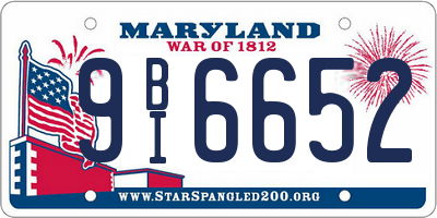 MD license plate 9BI6652