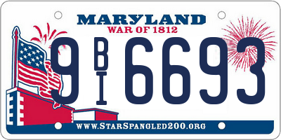 MD license plate 9BI6693