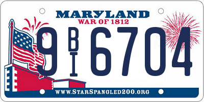 MD license plate 9BI6704