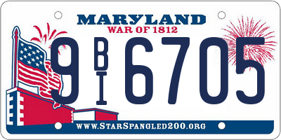 MD license plate 9BI6705