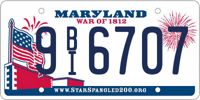 MD license plate 9BI6707