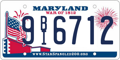 MD license plate 9BI6712