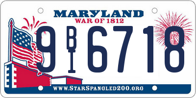 MD license plate 9BI6718