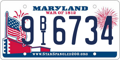 MD license plate 9BI6734
