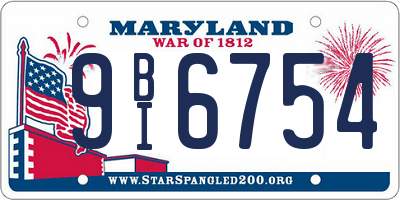 MD license plate 9BI6754