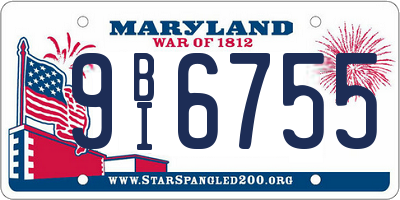 MD license plate 9BI6755