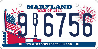 MD license plate 9BI6756
