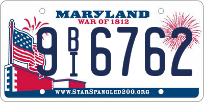 MD license plate 9BI6762