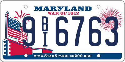 MD license plate 9BI6763