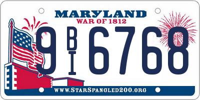 MD license plate 9BI6768